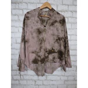 $120 XCVI Tie Dye Pink Green Corduroy Drawstring Jacket Small NEW